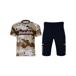 HOLOKOLO Tricoul și pantalonii de ciclism MTB - DUNE MTB - negru/maro